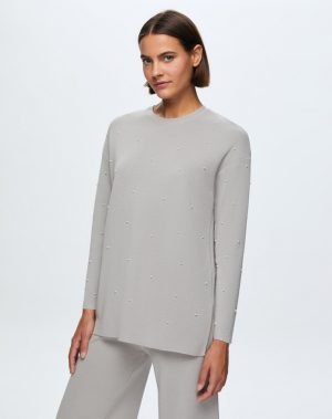 T24K-6025 / Pearly Front Basic Tunic / سترة أساسية لؤلؤية أمامية