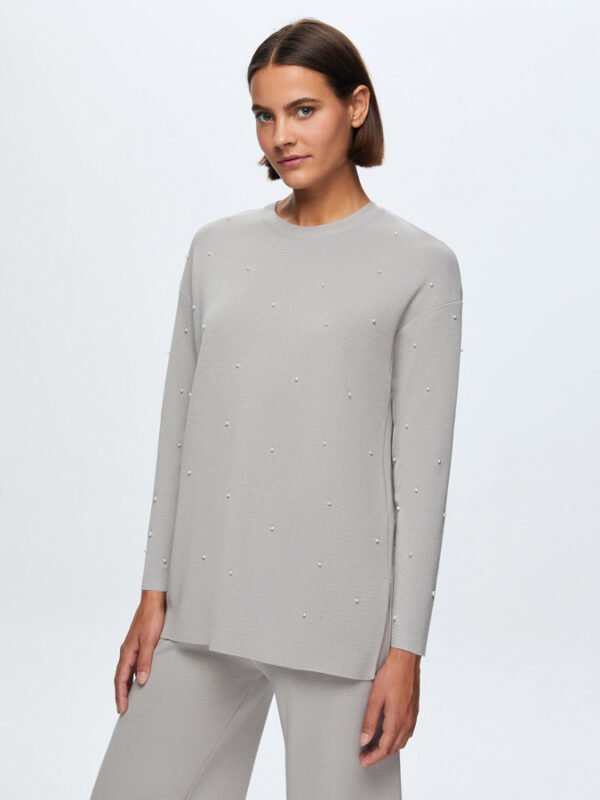 T24K-6025 / Pearly Front Basic Tunic / سترة أساسية لؤلؤية أمامية