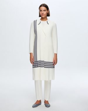 T24K-9000 / Side And Hem Striped Cardigan / سترة مخططة على الجانب والحاشية