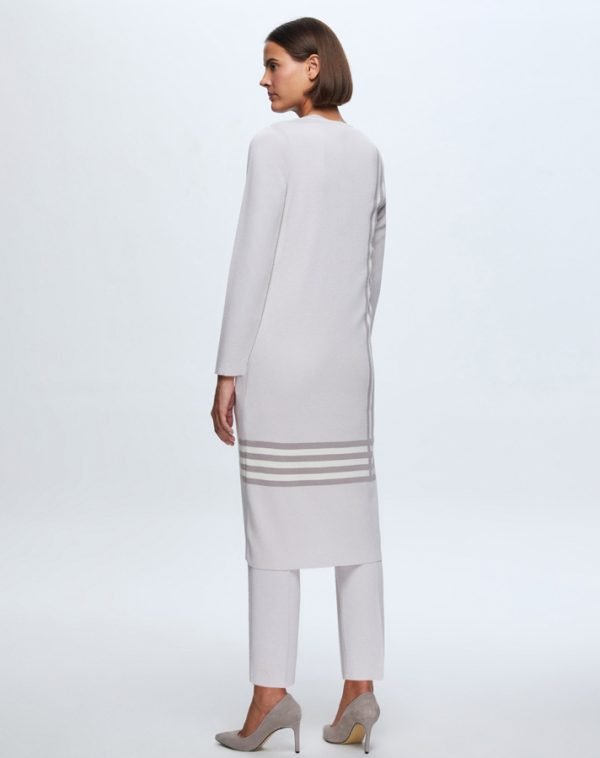 T24K-9000 / Side And Hem Striped Cardigan / سترة مخططة على الجانب والحاشية - Image 11