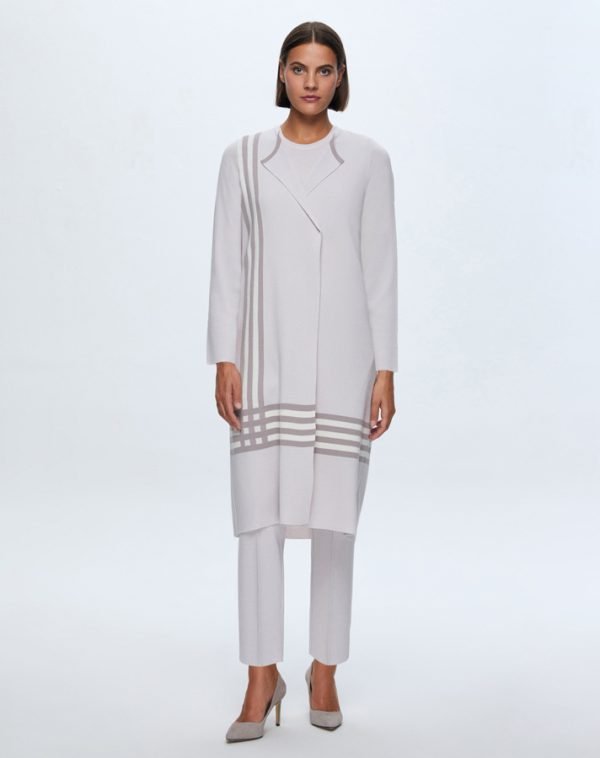 T24K-9000 / Side And Hem Striped Cardigan / سترة مخططة على الجانب والحاشية - Image 9
