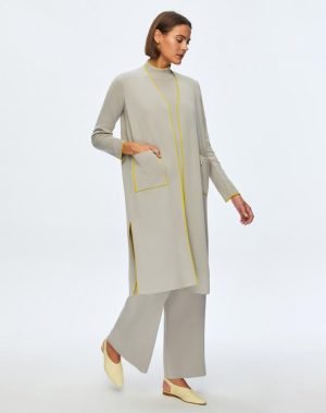 T24K-9015 / Color Striped Long Knitwear Cardigan / لون مخطط طويل سترة تريكو