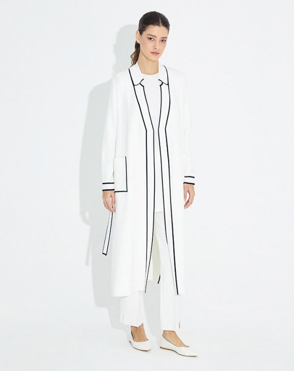 T23Y-9018 / Belted Long Cardigan with Side Slits / كارديجان طويل بحزام مع فتحات جانبية