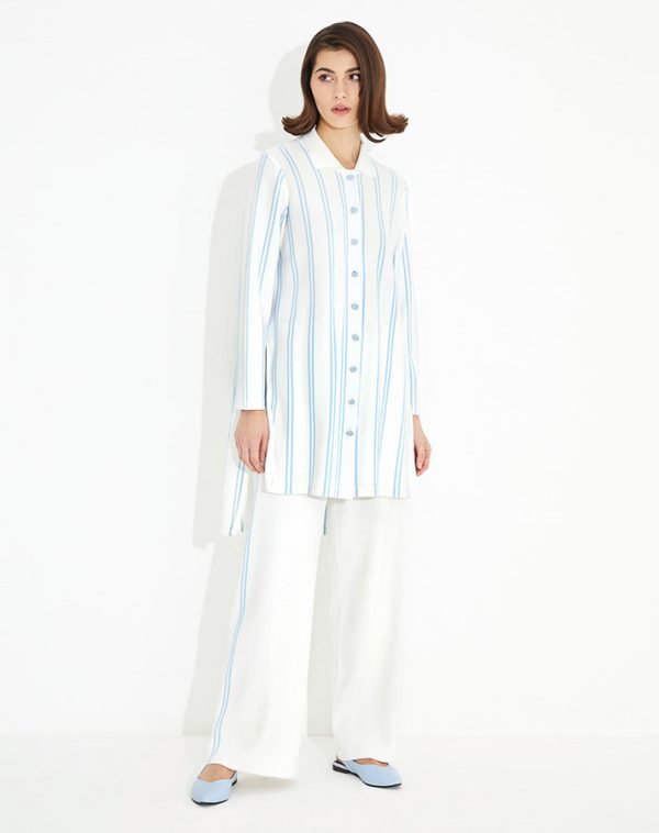 T23Y-7004 / Wide Leg Trousers with Colored Stripes on the Sides / بنطلون واسع الساق بخطوط ملونة على الجوانب
