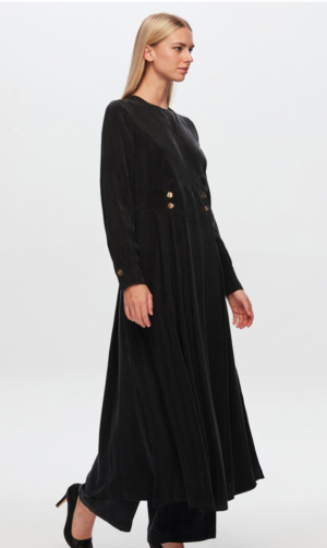 T24Y-8008 / Button Black Dress / فستان أسود بأزرار
