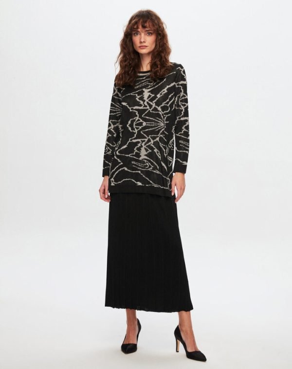 T24Y-2006 / Shiny Thread Pleat Skirt / لامعة تنورة مطوي الموضوع