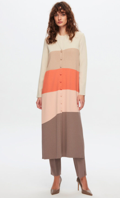 T24Y-9005 / Color Blocked Long Cardigan / اللون حظر سترة طويلة