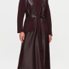 T25K-8011 / Long Jacket with Leather Belt on the Front / جاكيت طويل بحزام جلدي من الأمام