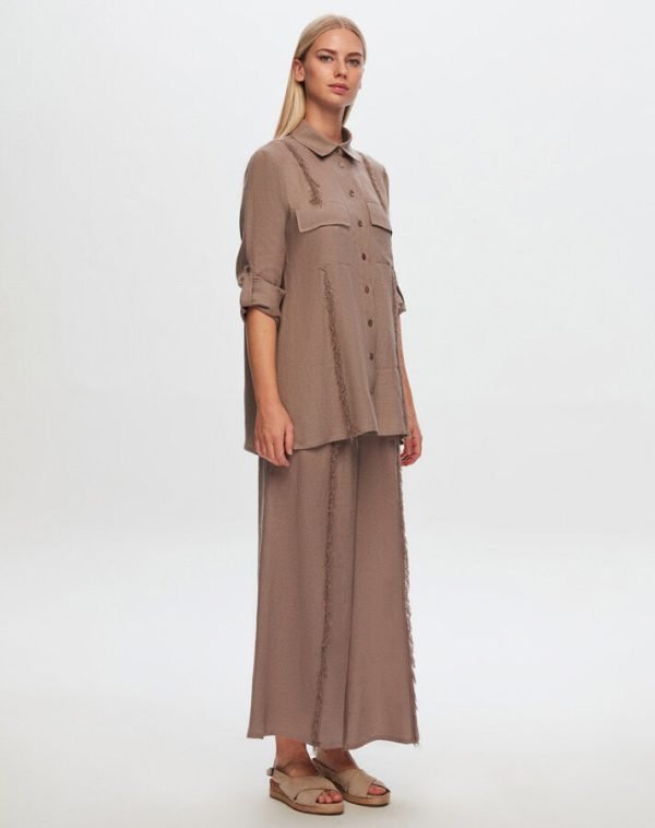 T24Y-3005 / Tassel Linen Shirt with Trouser  Set / قميص كتان شرابة مع طقمبنطلون