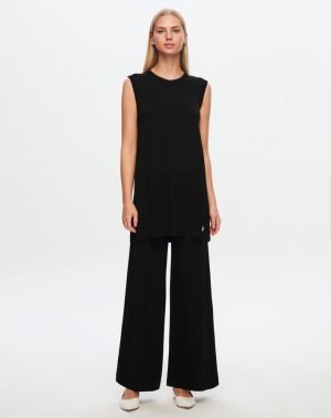T25Y-7001 / Wide Leg Basic  Trousers / بنطال أساسي واسع الساق