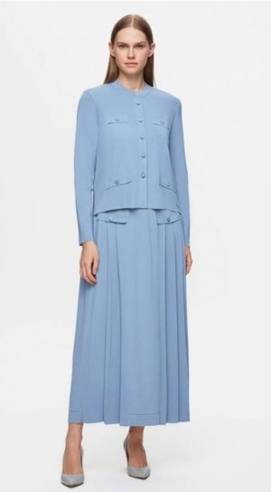 T25Y-8009 / Longsleeved Short Polyamide Cardigan with Skirt Set / طقم كارديجان قصير من البولي أميد بأكمام طويلة وتنورة