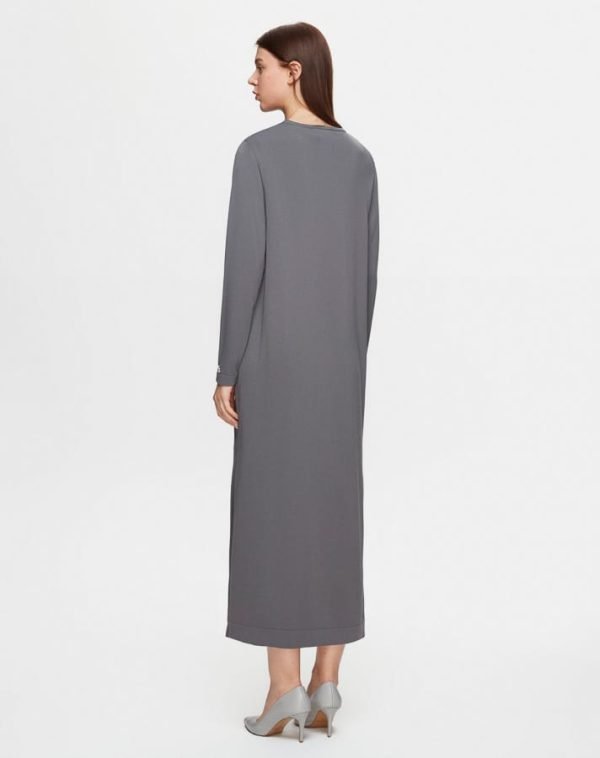 T25Y-9007/ Self - Perforated Long Knitwear Cardigan with Dress Set  / طقم كارديجان طويل محبوك مثقوب ذاتيًا مع فستان - Image 3
