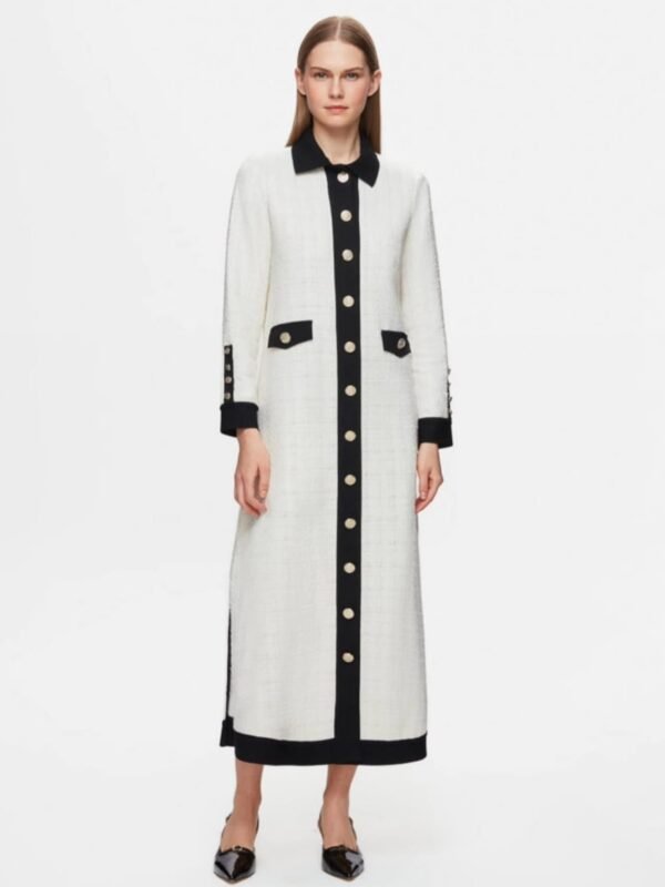 T25Y-4057/ Tweed Fabric Long Stylish Jacket / سترة طويلة أنيقة من قماش تويد