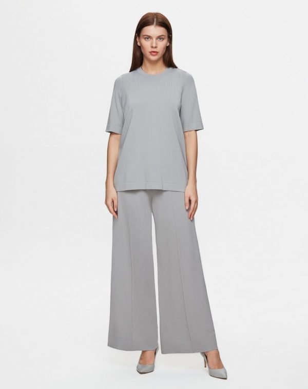 T25Y-7009 / Wide Leg Knitwear Trousers / بنطلون تريكو واسع الساق - Image 4