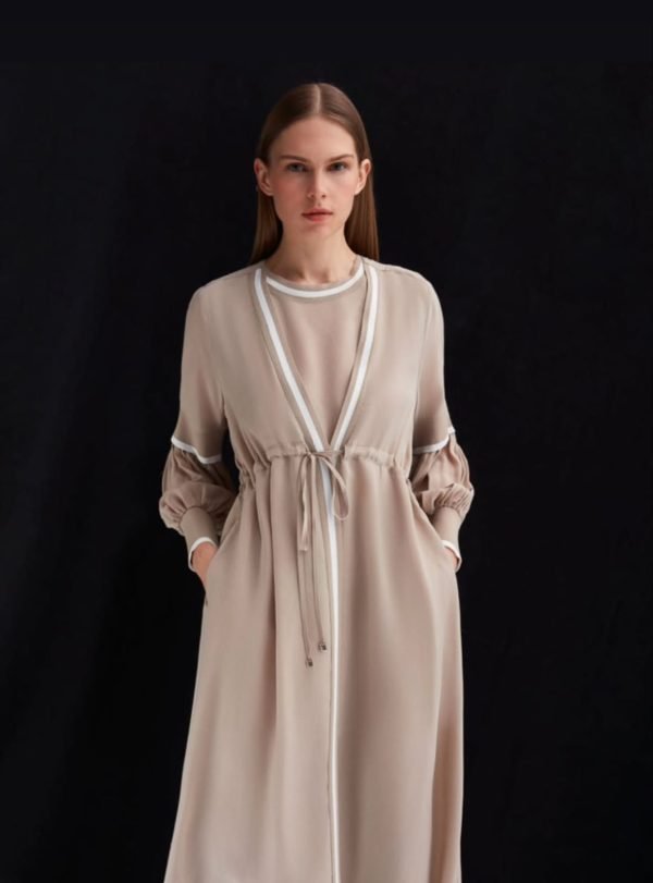 T25Y-8004  / Knitwear Ticking Cupro Jacket Set  / مجموعة جاكيت تيكينج كوبرو المحبوك