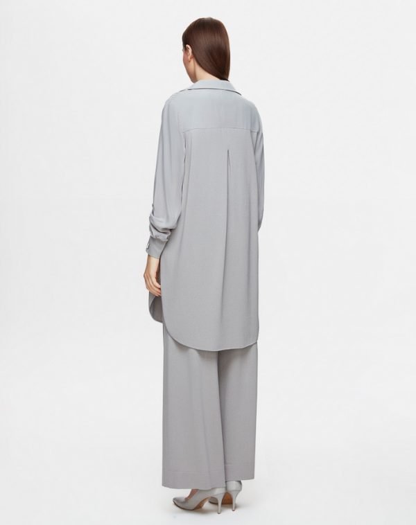 T25Y-8005 / Front Tie Knitwear Cupro Jacket with Trouser Set / طقم سترة كوبرو محبوكة برباط أمامي مع بنطلون - Image 4