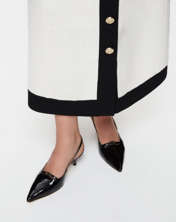 ⁦T25Y-4057/ Tweed Fabric Long Stylish Jacket / سترة طويلة أنيقة من قماش تويد⁩ - الصورة ⁦3⁩