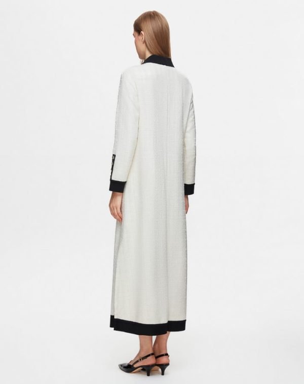 ⁦T25Y-4057/ Tweed Fabric Long Stylish Jacket / سترة طويلة أنيقة من قماش تويد⁩ - الصورة ⁦4⁩