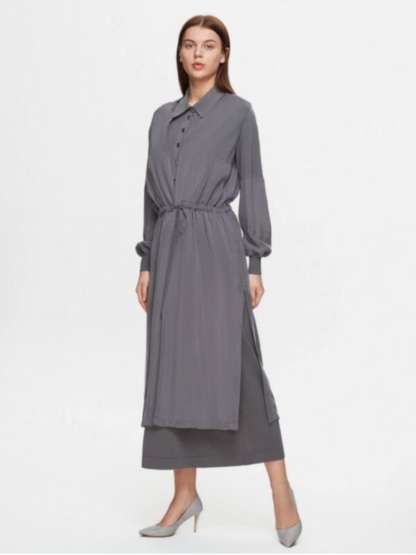 T25Y-8002 / Long Crepe Belted Knitwear Set / طقم تريكو طويل بحزام من الكريب