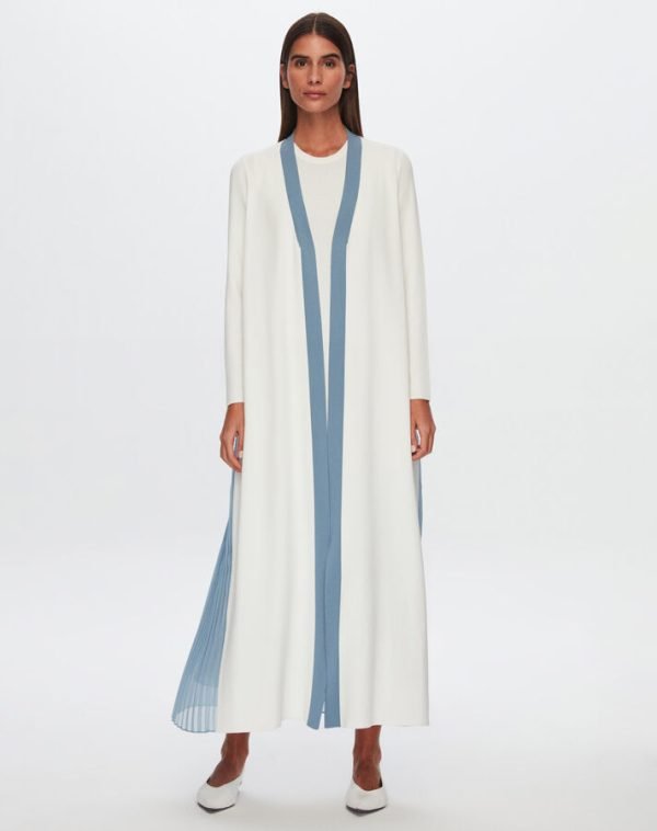 T24Y-9320 - Chiffon Back Pleat Knitwear Long Cardigan / كارديجان طويل محبوك من الشيفون مع طيات خلفية - Image 3