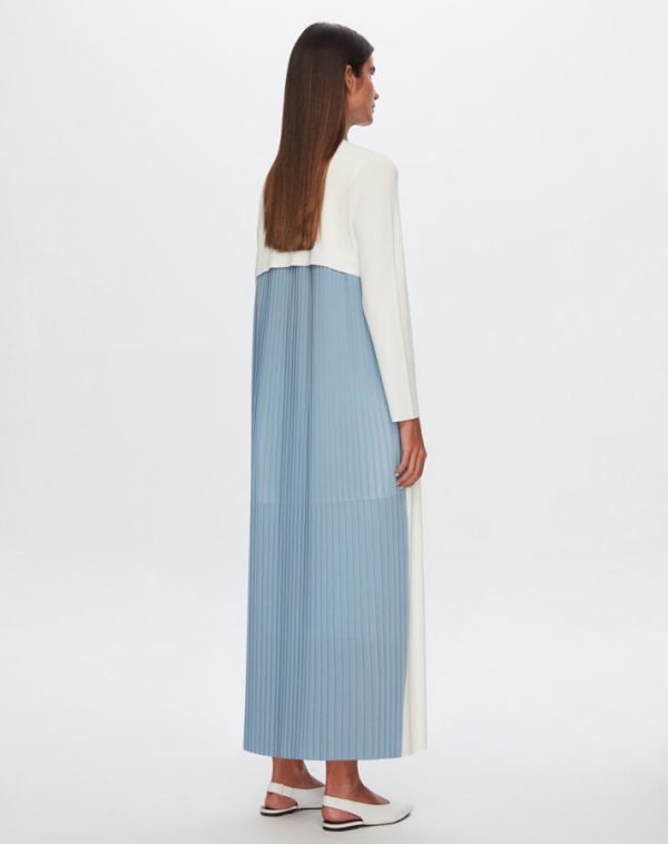 T24Y-9320 - Chiffon Back Pleat Knitwear Long Cardigan / كارديجان طويل محبوك من الشيفون مع طيات خلفية - Image 4