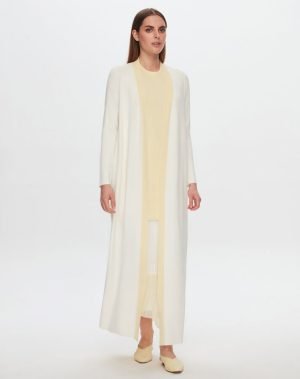 T24Y-9320 - Chiffon Back Pleat Knitwear Long Cardigan / كارديجان طويل محبوك من الشيفون مع طيات خلفية