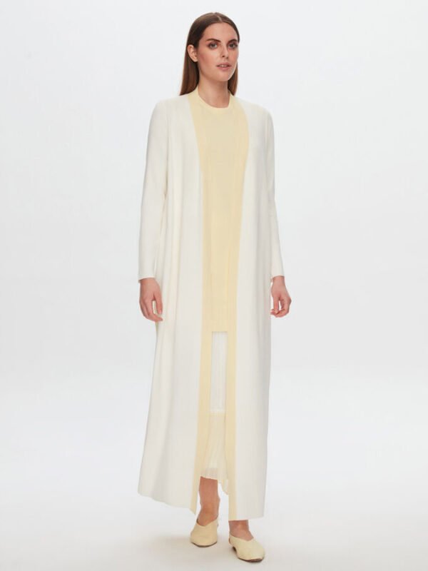 T24Y-9320 - Chiffon Back Pleat Knitwear Long Cardigan / كارديجان طويل محبوك من الشيفون مع طيات خلفية