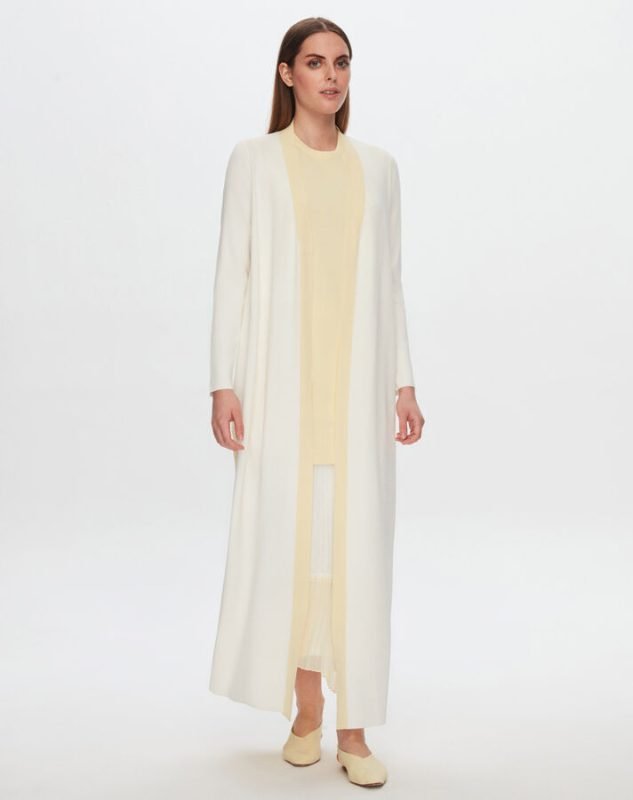 T24Y-9320 - Chiffon Back Pleat Knitwear Long Cardigan / كارديجان طويل محبوك من الشيفون مع طيات خلفية