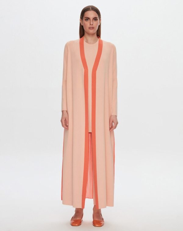 T24Y-9320 - Chiffon Back Pleat Knitwear Long Cardigan / كارديجان طويل محبوك من الشيفون مع طيات خلفية - Image 5