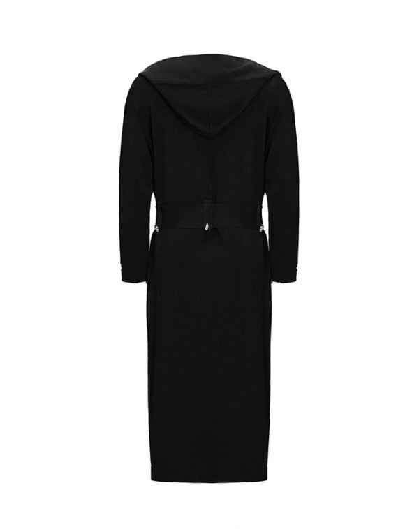 T25Y-9100 / Solid Collar Cardigan with Belt Loops / كارديجان بياقة سادة مع حلقات للحزام - Image 2