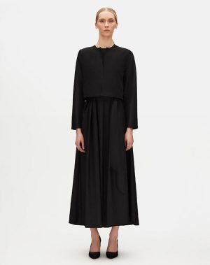 T25Y-8049 / Short Taffeta Jacket with Puffy Skirt  Set / طقم جاكيت قصير من التفتا مع تنورة منتفخة
