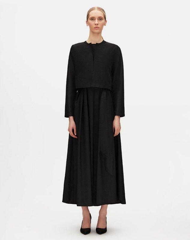 T25Y-8049 / Short Taffeta Jacket with Puffy Skirt  Set / طقم جاكيت قصير من التفتا مع تنورة منتفخة