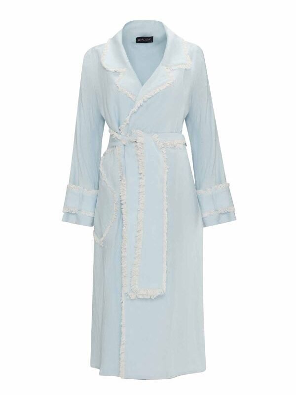 T25Y-8017 / Fringe Detail Linen Trench Coat / معطف ترنش من الكتان بتفاصيل هامشية