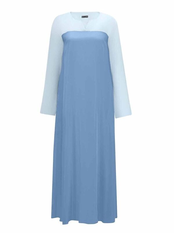 T25Y-4062 / Comfortable Cut Linen Detailed Cupro Dress / فستان كوبرو مريح بقصّة كتان مفصّل