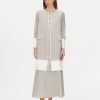 T25Y-8033  / Linen Jacket with Knitwear Detail and Pockets Set / طقم جاكيت كتان بتفاصيل محبوكة وجيوب