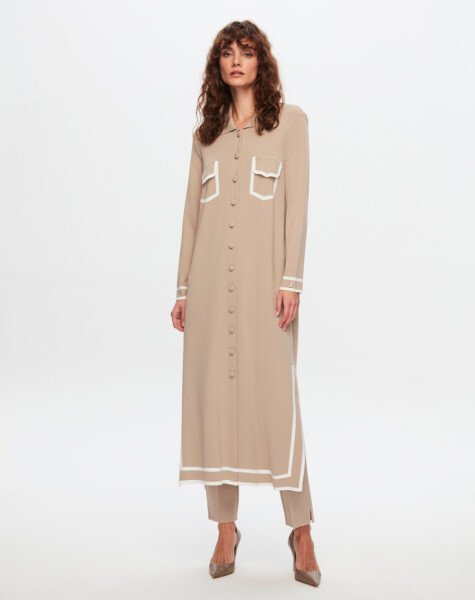 T24Y-9600 / Color Striped Long Knitted Cardigan Set / طقم كارديجان طويل محبوك مخطط بالألوان