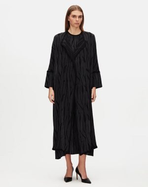 T25Y-8032/ Long Sleeve Jacquard Cupro Jacket with Dress Set / طقم جاكيت جاكار كوبرو بأكمام طويلة مع فستان