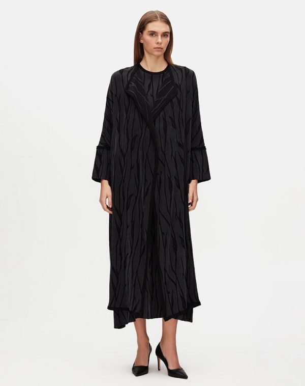 T25Y-8032/ Long Sleeve Jacquard Cupro Jacket with Dress Set / طقم جاكيت جاكار كوبرو بأكمام طويلة مع فستان