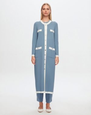 T24Y-9007/ Long Knitwear Cardigan with Pockets Set  / كارديجان طويل محبوك مع جيوب