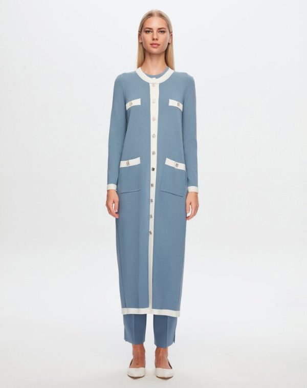 T24Y-9007/ Long Knitwear Cardigan with Pockets Set  / كارديجان طويل محبوك مع جيوب