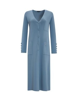 T25Y-9026/ Three Pocket Clean Cut Long Cardigan Set  / طقم كارديجان طويل بثلاثة جيوب وقصّة نظيفة