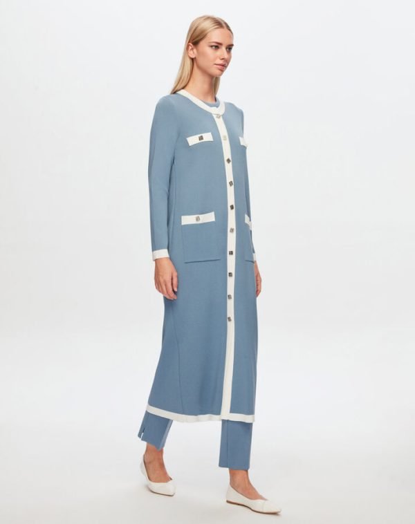 T24Y-9007/ Long Knitwear Cardigan with Pockets Set  / كارديجان طويل محبوك مع جيوب - Image 2