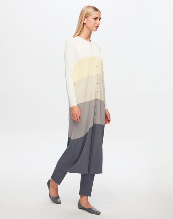 T24Y-9500 / Color Blocked Long Cardigan Set  /  طقم كارديجان طويل بألوان متعددة - Image 4