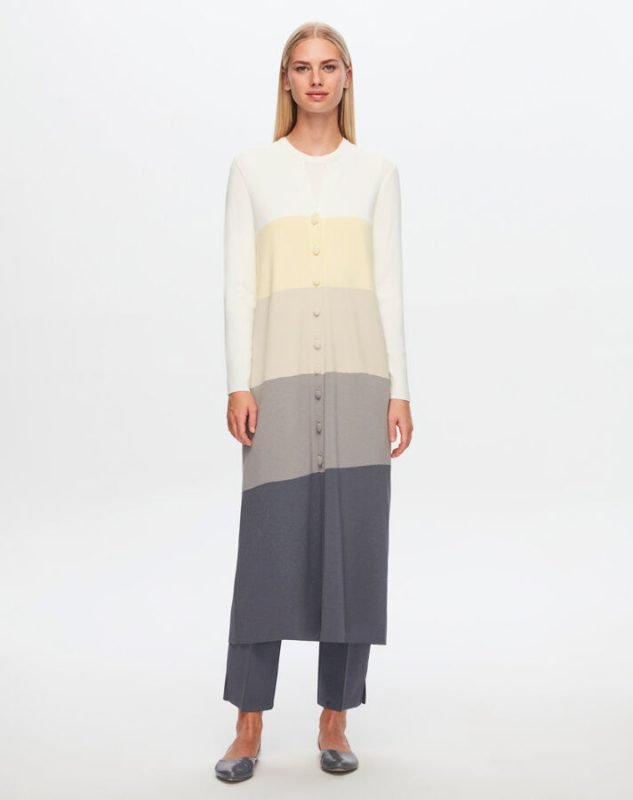 T24Y-9500 / Color Blocked Long Cardigan Set  /  طقم كارديجان طويل بألوان متعددة