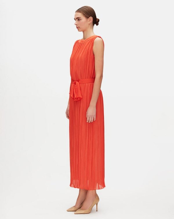 T25Y-4098/Belt Detailed Tulle Sleeveless Dress/فستان من التول بدون أكماممع حزام - Image 2