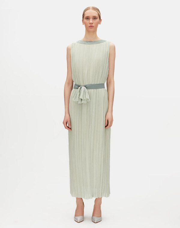 T25Y-4098/Belt Detailed Tulle Sleeveless Dress/فستان من التول بدون أكماممع حزام - Image 8