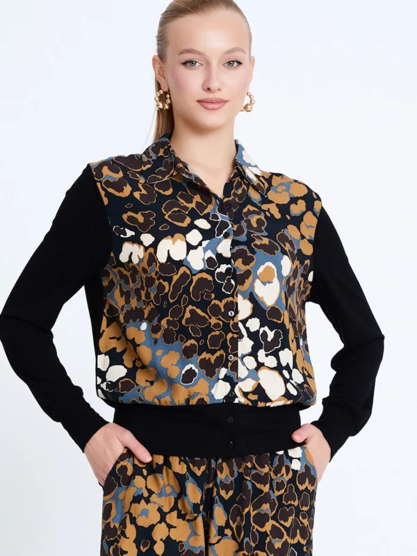 BLB25K1442 / Long Sleeve Viscose Regular Cardigan Set / طقم تايقر حرير بأكمام طويلة