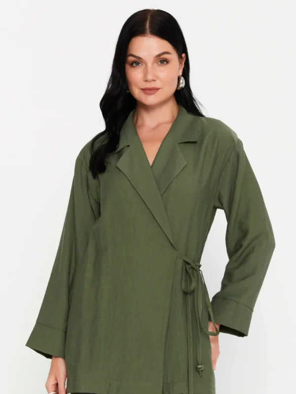 DMN25Y7706 / Long Sleeve Linen  Set /طقم لينن سادة بأكمام طويلة