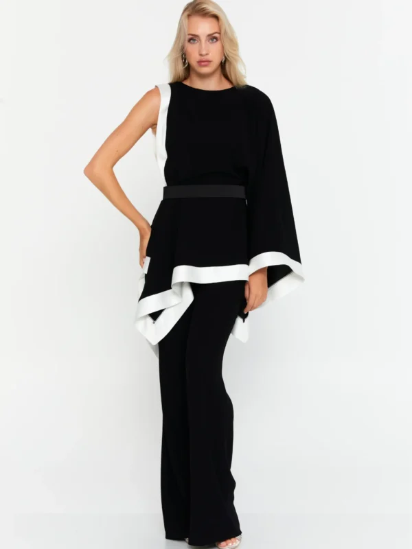 REN6377 / Plain Viscose One Side  Long Sleeves Set / طقم فيسكوز سادة بأكماطويلة من جانب واحد