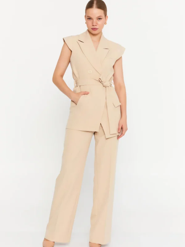 LEB7010 / Button-Up Vest and Belt Set  / طقم صدرية بأزرار وحزام